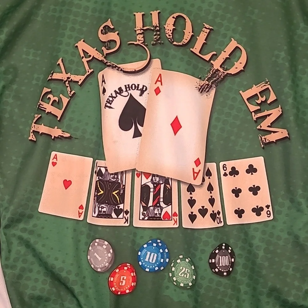 TEXAS HOLDEM Poker‎ World Jerseys Green Polyester Mens Cycling Jersey Sz L